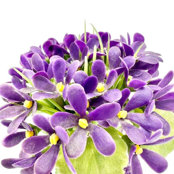 Vtg Inarco E-563 Porcelain Violet Floral Cup Saucer Figurine Flowers Gold Accent - Picture 8 of 10